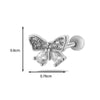Metal Heart Styling Electroplated Double Head Screw Butterfly Ear Bone Nail For Women