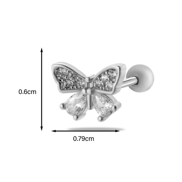 Metal Heart Styling Electroplated Double Head Screw Butterfly Ear Bone Nail For Women