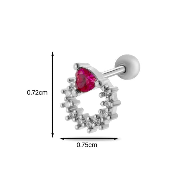 Metal Heart Styling Electroplated Double Head Screw Butterfly Ear Bone Nail For Women