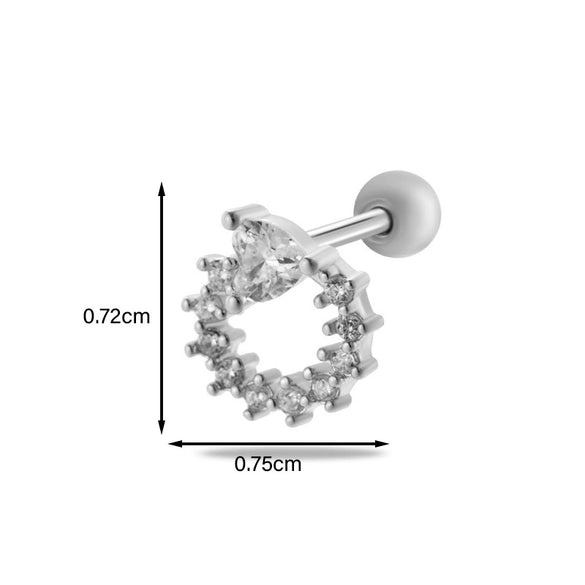 Metal Heart Styling Electroplated Double Head Screw Butterfly Ear Bone Nail For Women