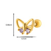 Metal Heart Styling Electroplated Double Head Screw Butterfly Ear Bone Nail For Women