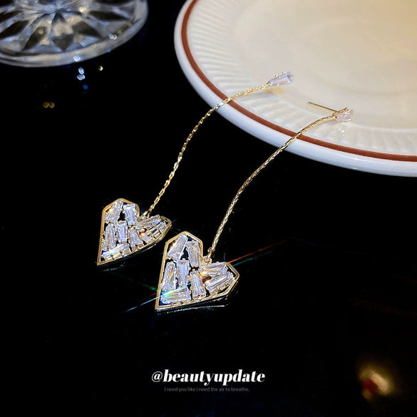 Metal Heart Zircon Love Earrings For Women