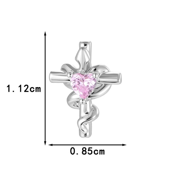 Metal Heartshaped And Snakeshaped Winding Cross Design Zircon Earrings For Couple Piercing Fashion Style