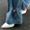 Metal Heartshaped Pendant Trouser Leg Chain Decoration Shortening Pin Brooch For Women Casual Style