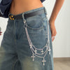 Metal Hip Hop Cross Pendant Waist Chain Jewelry