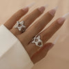 Metal Hollow Fivepointed Star Ring For Women Electroplated Geometric Design