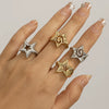 Metal Hollow Fivepointed Star Ring For Women Electroplated Geometric Design