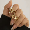 Metal Hollow Fivepointed Star Ring For Women Electroplated Geometric Design