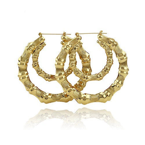 Metal Hoop Earrings Simple Geometric Style Electroplated Unisex Jewelry