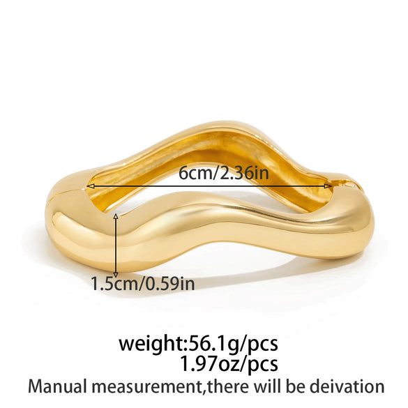 Metal Imitation Pearl Bracelet With Irregular Lines Electroplating Design
