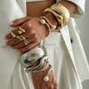 Metal Imitation Pearl Bracelet With Irregular Lines Electroplating Design