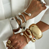 Metal Imitation Pearl Bracelet With Irregular Lines Electroplating Design