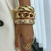 Metal Inlaid Pearl Twist Smooth Spring Buckle Electroplating Geometric Bracelet