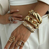 Metal Inlaid Pearl Twist Smooth Spring Buckle Electroplating Geometric Bracelet