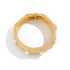 Metal Inlaid Pearl Twist Smooth Spring Buckle Electroplating Geometric Bracelet