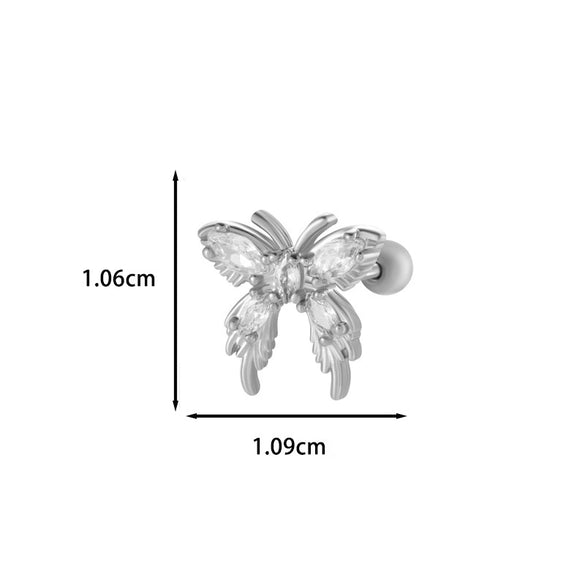 Metal Inlaid Zircon Butterfly Ear Bone Nail Princess Style Electroplating Processing
