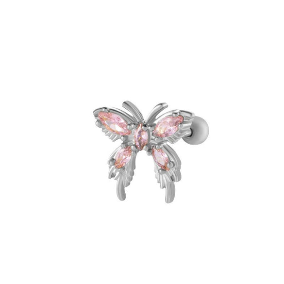 Metal Inlaid Zircon Butterfly Ear Bone Nail Princess Style Electroplating Processing