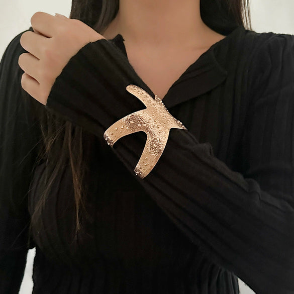 Metal Ins Style Animals Flower Butterfly Opening Bracelet With Electroplating
