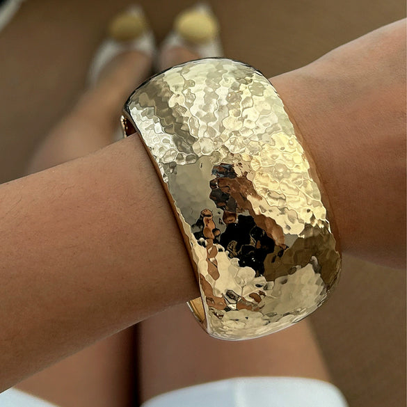 Metal Ins Style Geometric Electroplated Wide Bracelet