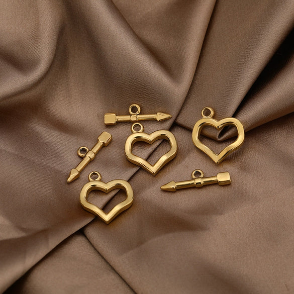 Metal Jewelry Accessories Heart Pattern Vacuum Plating Diy Valentine Necklace Bracelet