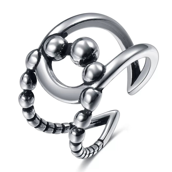 Metal Jewelry Open Couple Ring Punk Retro Style Heart Shape Alloy Electroplated