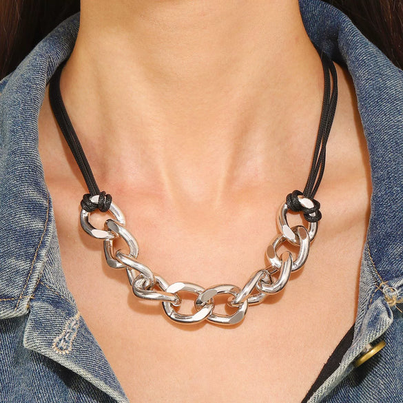 Metal Jewelry Set Electroplating Ins Style Regular Chain Necklace Earrings Hand Accessories Punk Hip Hop For Women
