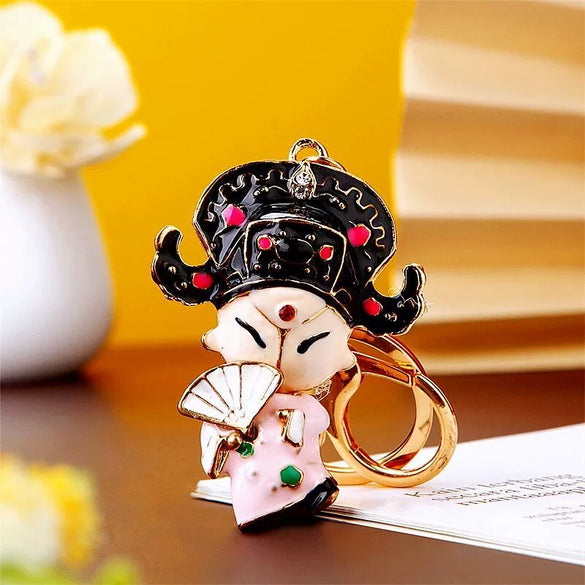 Metal Key Chain Ring With Hua Dan Wu Sheng Styling For Women's Bag Pendant Creative Gift