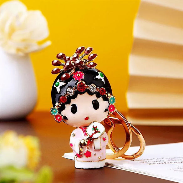 Metal Key Chain Ring With Hua Dan Wu Sheng Styling For Women's Bag Pendant Creative Gift
