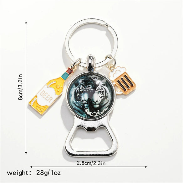 Metal Keychain Pendant With Tai Chi Gossip Pattern And Electroplating Design Fashion Style