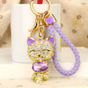 Metal Kitten Patterned Braided Rope Keychain