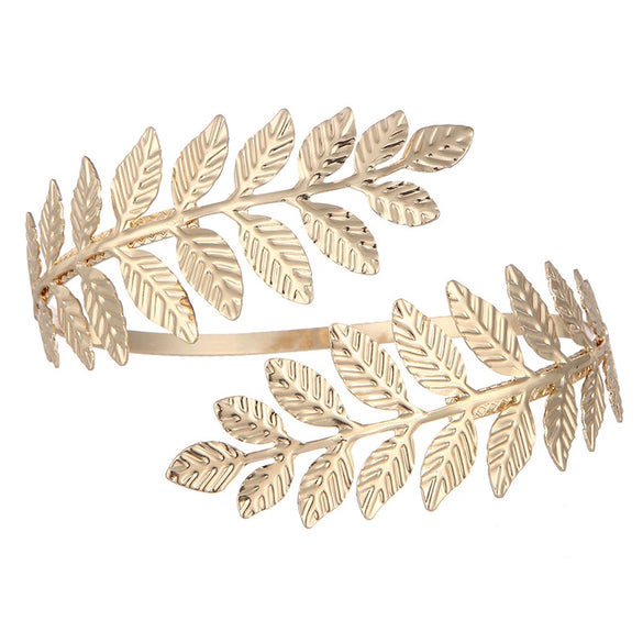 Metal Leaf Armband Bracelet With Plant Flowers Style And Electroplating Treatment