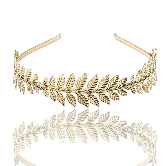 Metal Leaf Headbands Baroque Style Electroplated Hair Accessories