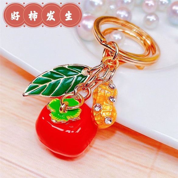 Metal Lion Rhinestone Creative Female Car Keychain Gift