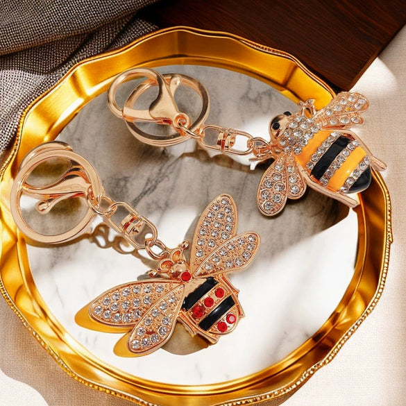 Metal Little Bee Insect Car Keychain For Women Diamondencrusted Pastoral Style