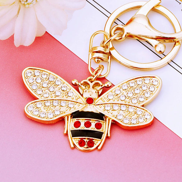 Metal Little Bee Insect Car Keychain For Women Diamondencrusted Pastoral Style