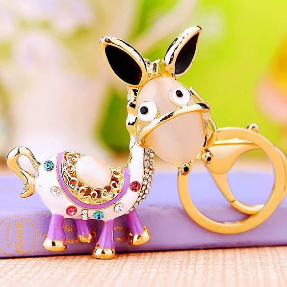 Metal Little Donkey Keychain For Women Diamondencrusted Bag Pendant