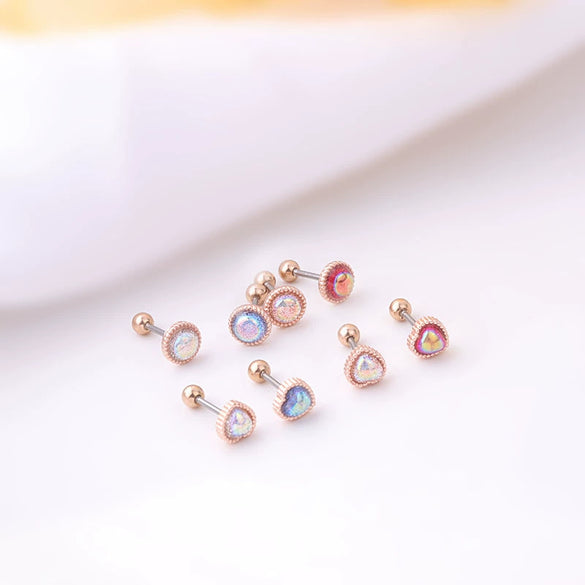 Metal Love Ear Nail Electroplating Heart Pattern Women's Fashion Puncture Earrings