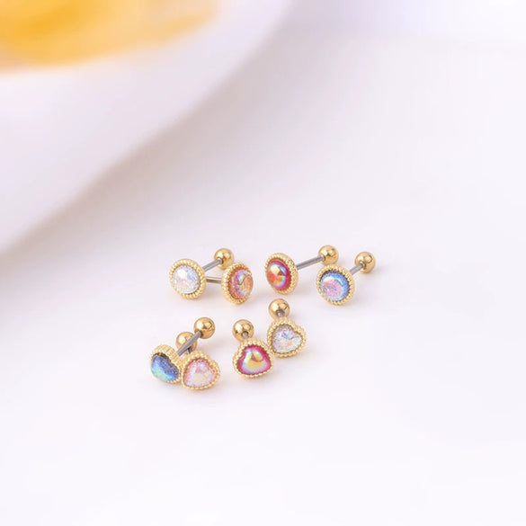 Metal Love Ear Nail Electroplating Heart Pattern Women's Fashion Puncture Earrings