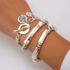 Metal Love Pendant Beaded Bracelet Set Electroplated Iron Heart Shape Women's Geometric Style