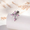 Metal Micropaved Zircon Cross Couple Piercing Earrings