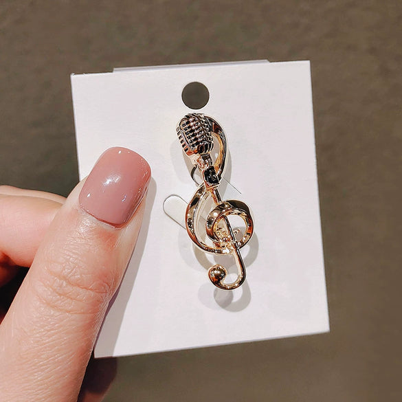 Metal Microphone Brooch Alloy Ladies Highend Fashionable Electroplated Sweater Suit Accessories