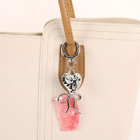 Metal Mini Comb Keychain Pendant Love Luggage Mobile Phone Hanging Semimanual Simple Style