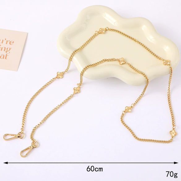 Metal Minimalist Colorful Crystal Fourleaf Clover Phone Pendant And Crossbody Chain Purely Handmade