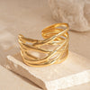 Metal Multi Layer Cross Glossy Open Bracelet With Electroplating