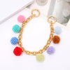 Metal Multicolor Fluffy Ball Beaded Mobile Phone Lanyard Keychain Pendant Replacement Chain Semimanual