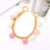 Metal Multicolor Fluffy Ball Beaded Mobile Phone Lanyard Keychain Pendant Replacement Chain Semimanual