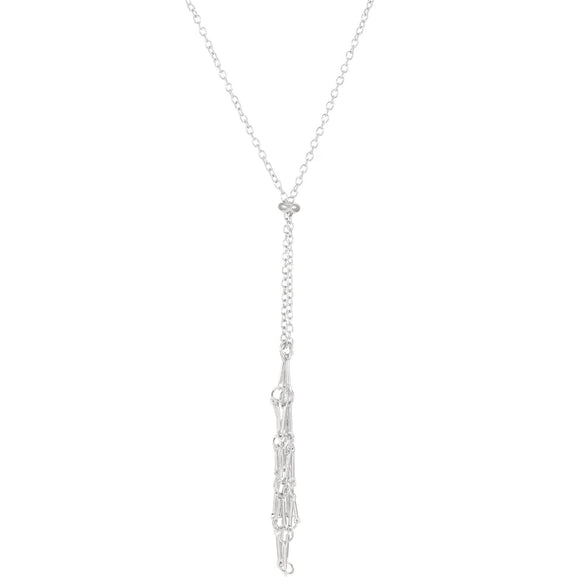 Metal Net Pocket Necklace With Geometric Pattern And Electroplated Iron Pendant For Women