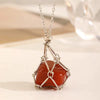 Metal Net Pocket Necklace With Geometric Pattern And Electroplated Iron Pendant For Women