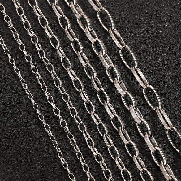 Metal O Shaped Oval Stainless Steel Chain Electroplated Diy Bracelet And Pearl Necklace Lengthening Accessory