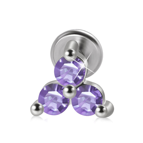 Metal Opal Zircon Triangle Ear Nail With Diamond Design Stainless Steel